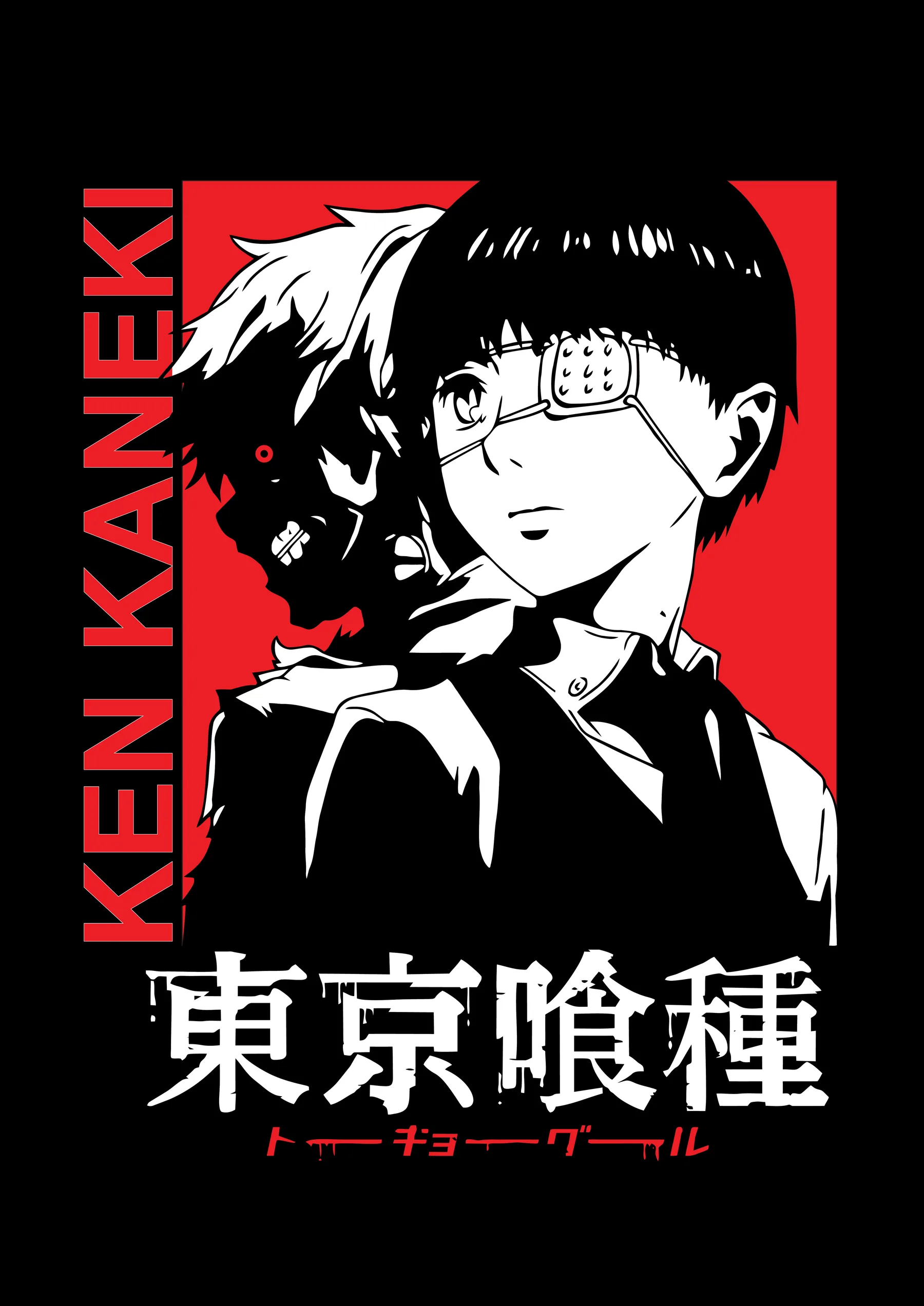 Ken Kaneki Retrato Blanco y Negro