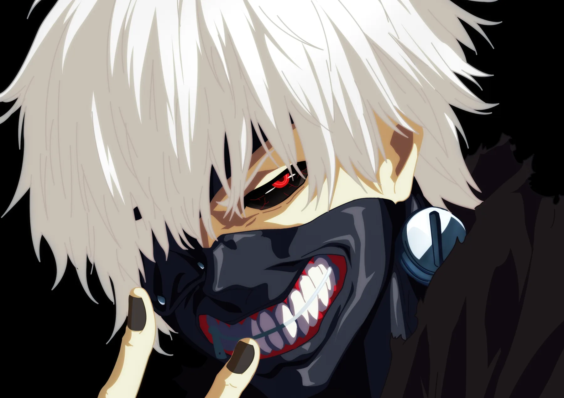 Ken Kaneki Mascara Primer Plano Oscuro