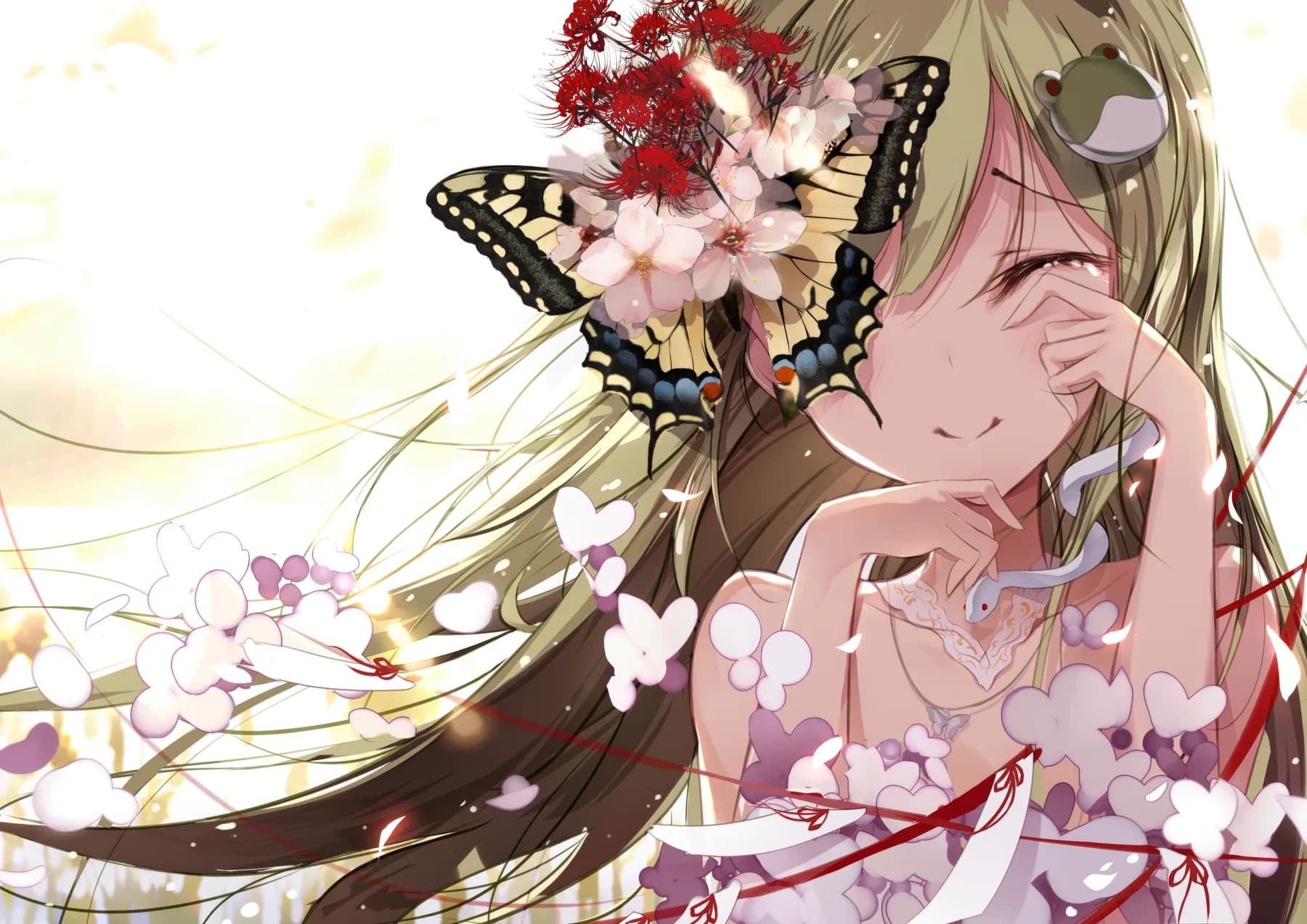 Touhou Retrato con Mariposas y Serpiente