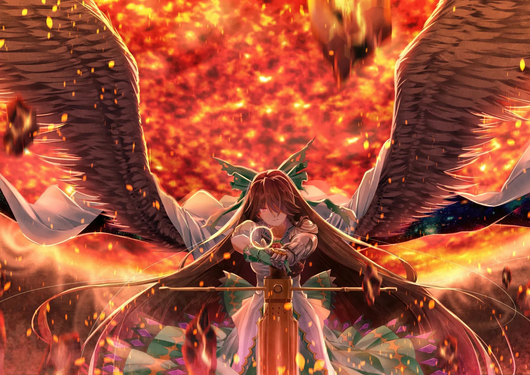 Touhou Alas de Fuego con Anillo Magico