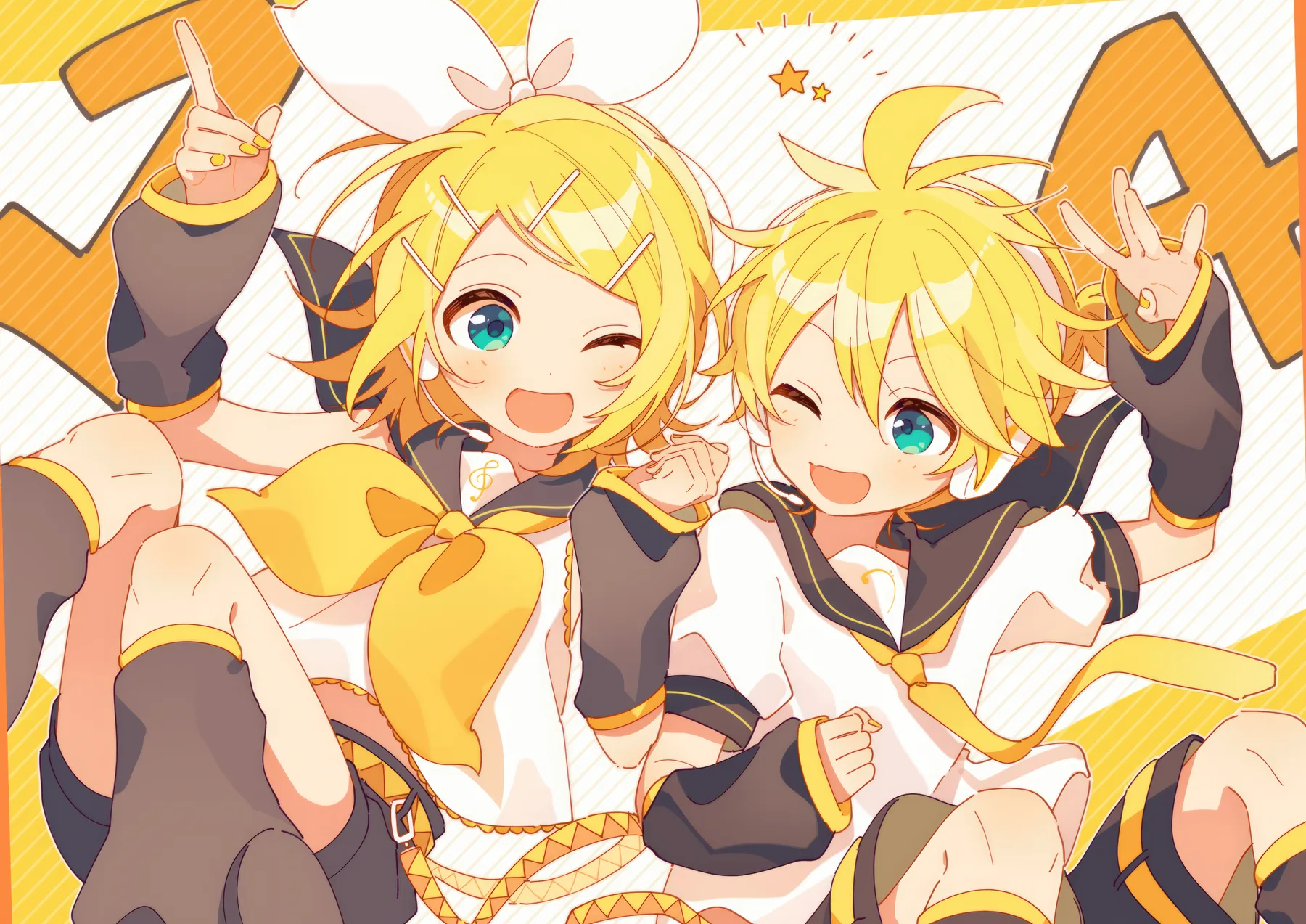 Kagamine Rin y Len Señal de Paz