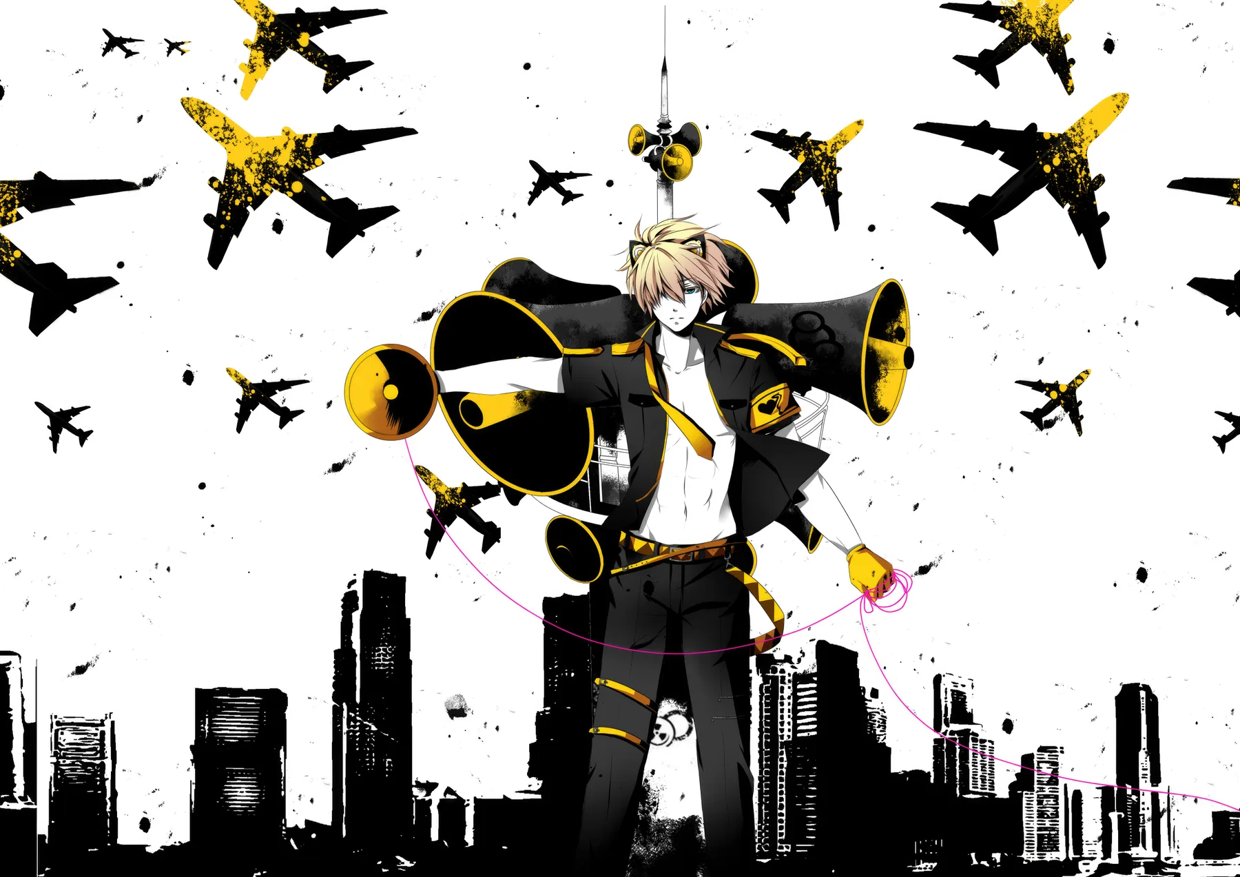 Kaito Estilo Punk Megáfonos y Aviones