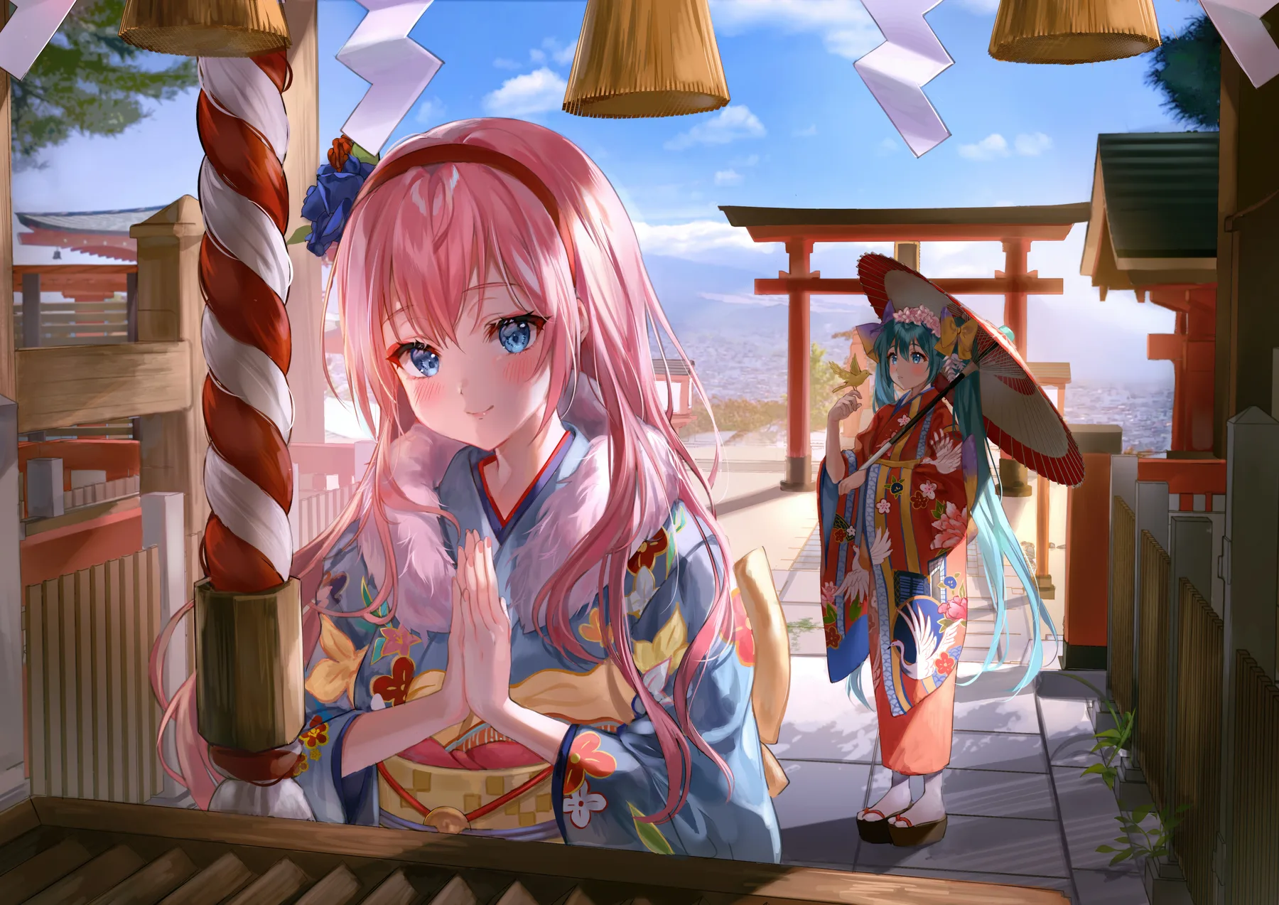 Hatsune Miku y Amiga en Santuario