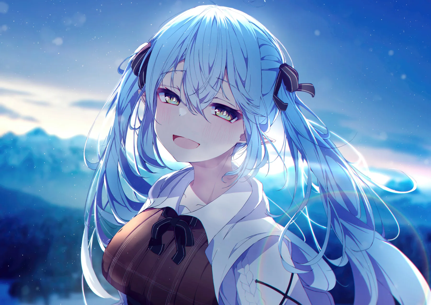 Vtuber Retrato Invierno Cabello Azul