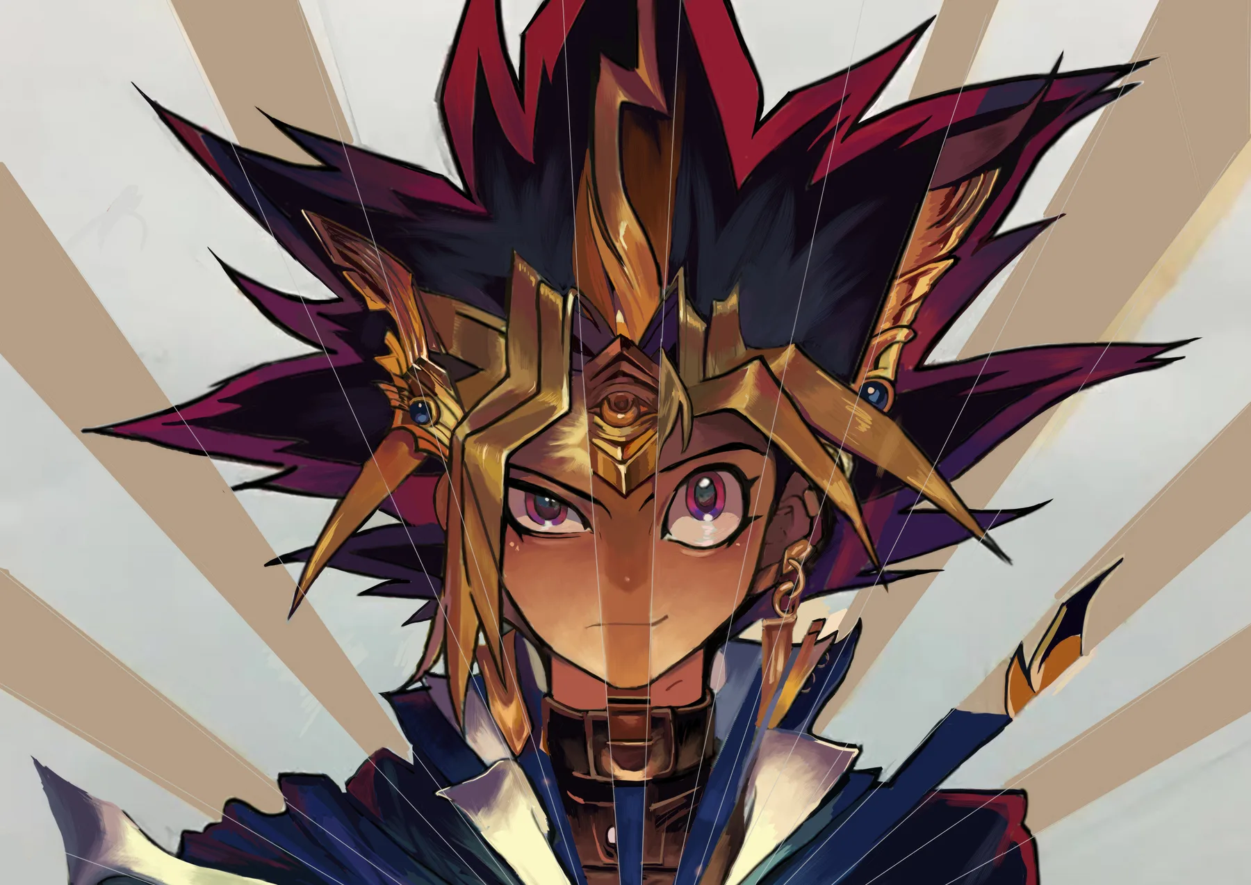 Yami Yugi primer plano con el rompecabezas del milenio