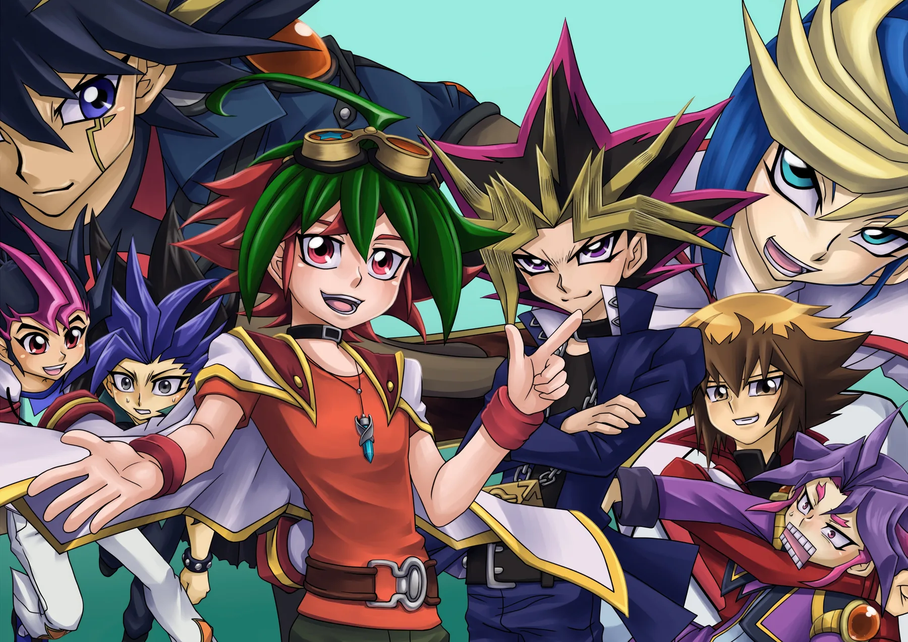 Protagonistas de Yu-Gi-Oh reunidos