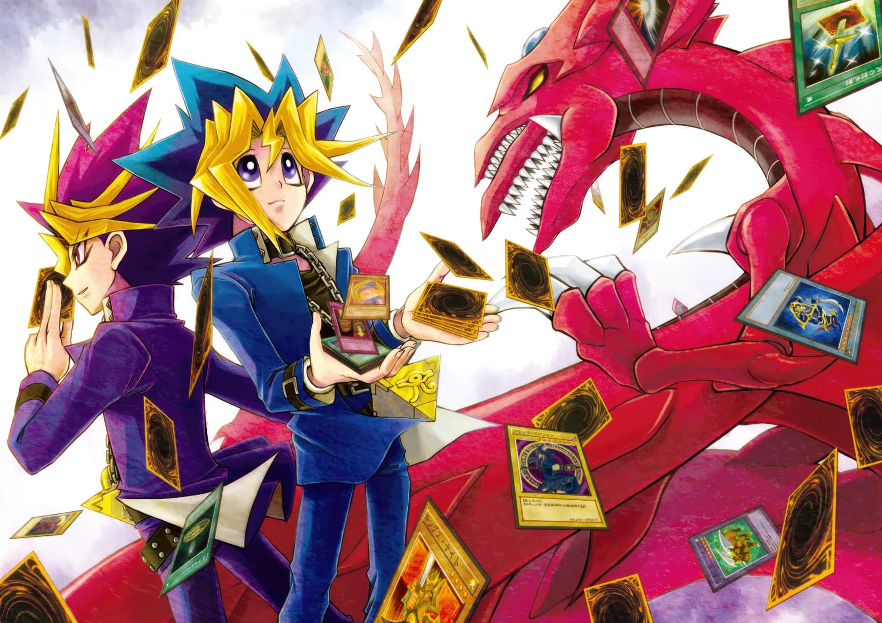 Yugi y Jaden con Slifer el Dragon del Cielo