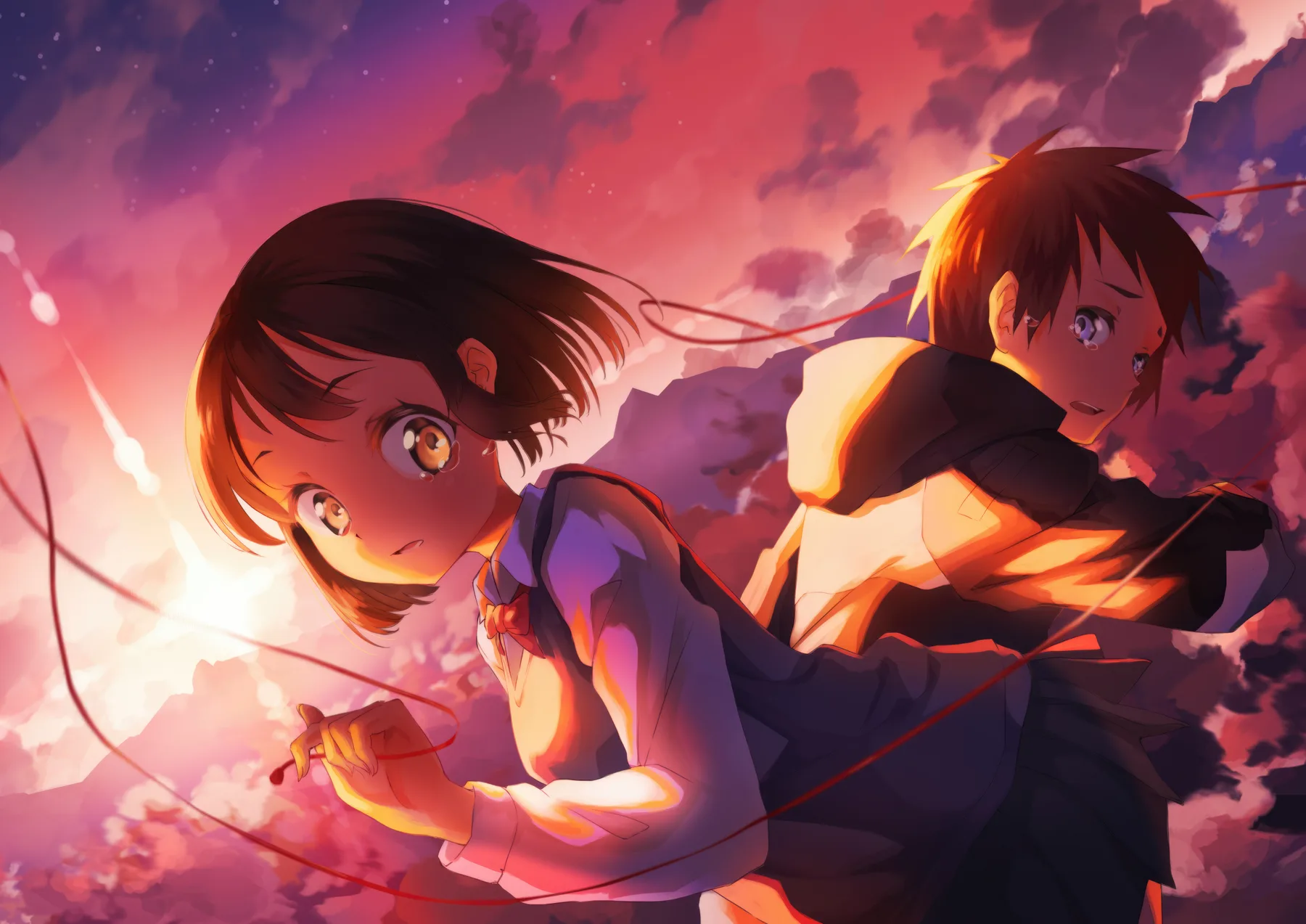 Mitsuha y Taki con el hilo rojo del destino